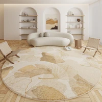 Cream Style Living Room Decoration Round Carpet Light Luxury Rugs for Bedroom Fluffy Soft Study Rug Thick Plush Lounge Floor Mat 1