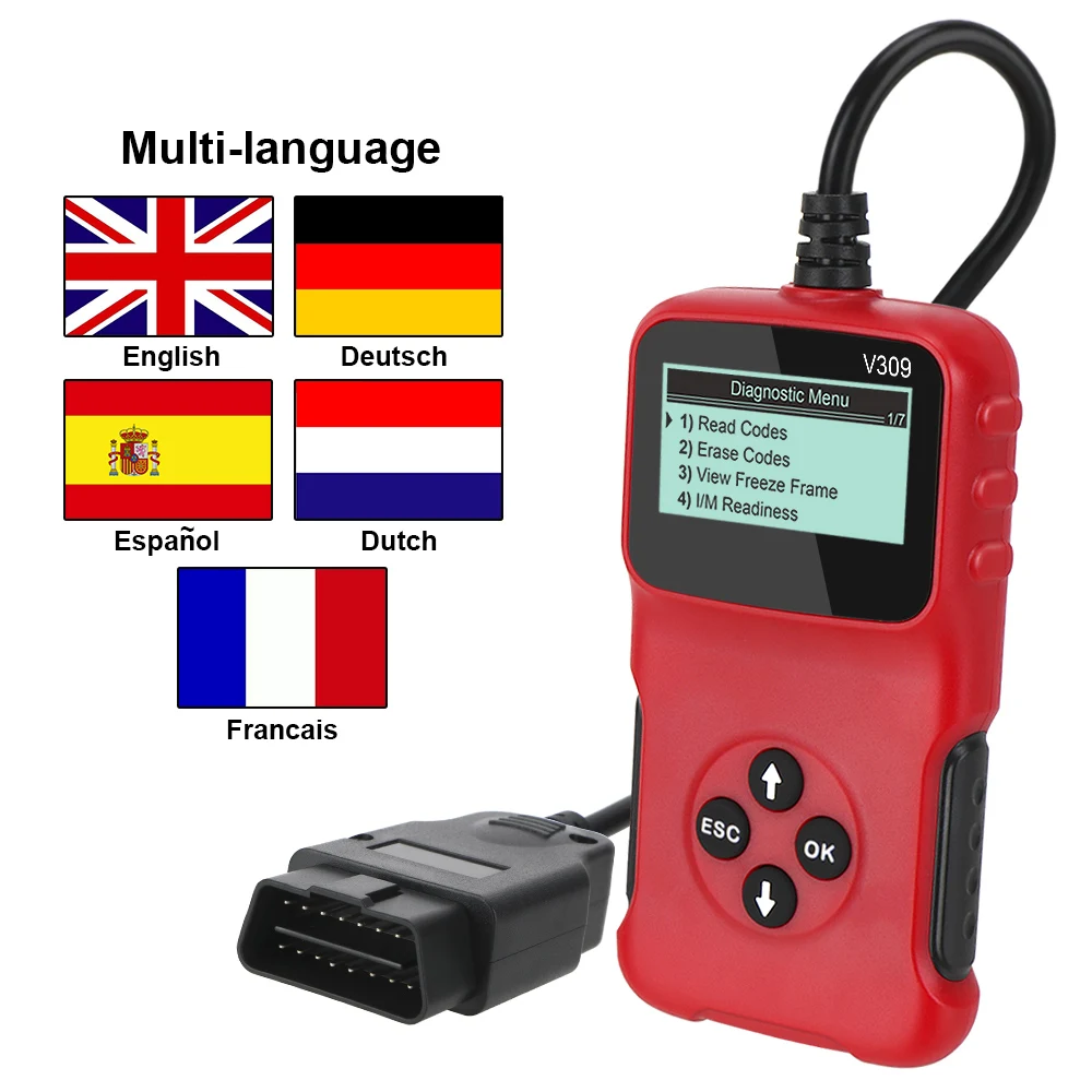 

ELM 327 Plug and Play Digital Display V309 OBD2 Code Reader Car Diagnostic Tool OBD 2 Scanner OBDII Auto Accessories