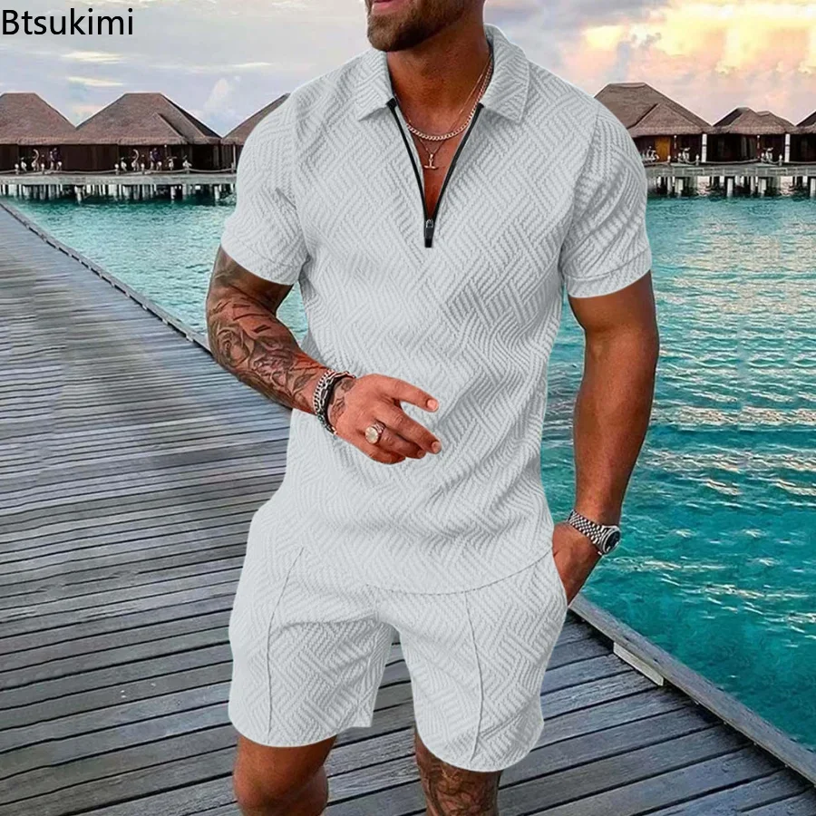 2024 Men's Casual Set Streetwear 3D Digital Printing Short Sleeve Polo Shirt + Shorts Summer Harajuku Sportswear Men‘s Clothing