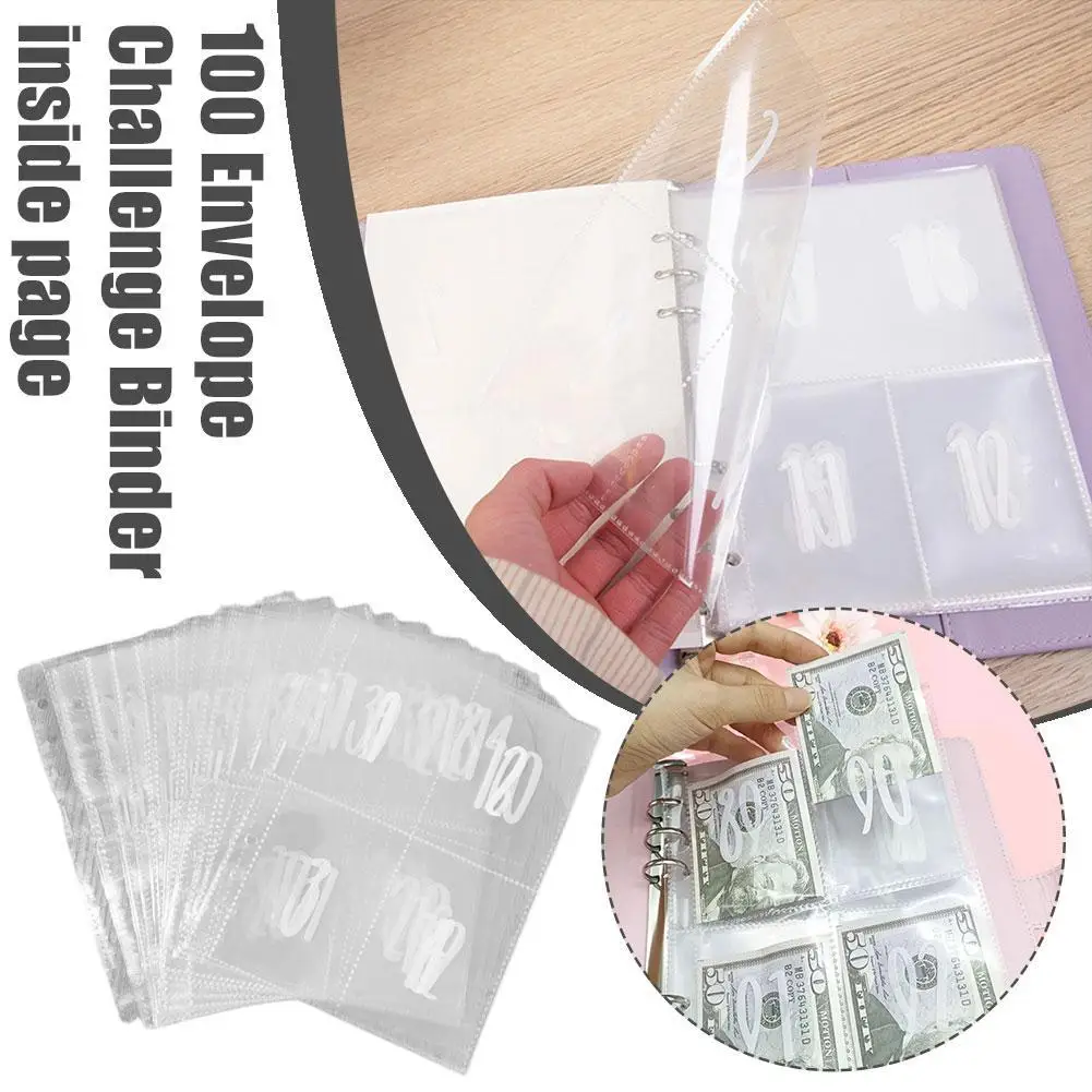Savings Binder Budget Binder Notebook Budget Binder 100 Envelope Challenge Binder A5 Cash Saving Book Double-Sided 00 Days Couple Savings Challenge Notebook Loose Page