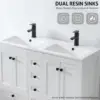 48" Bathroom Vanities Cabinet with Sink Combo Set, Undermount Double Resin Sink w/Thickened Wood, Matte Black Faucet 5