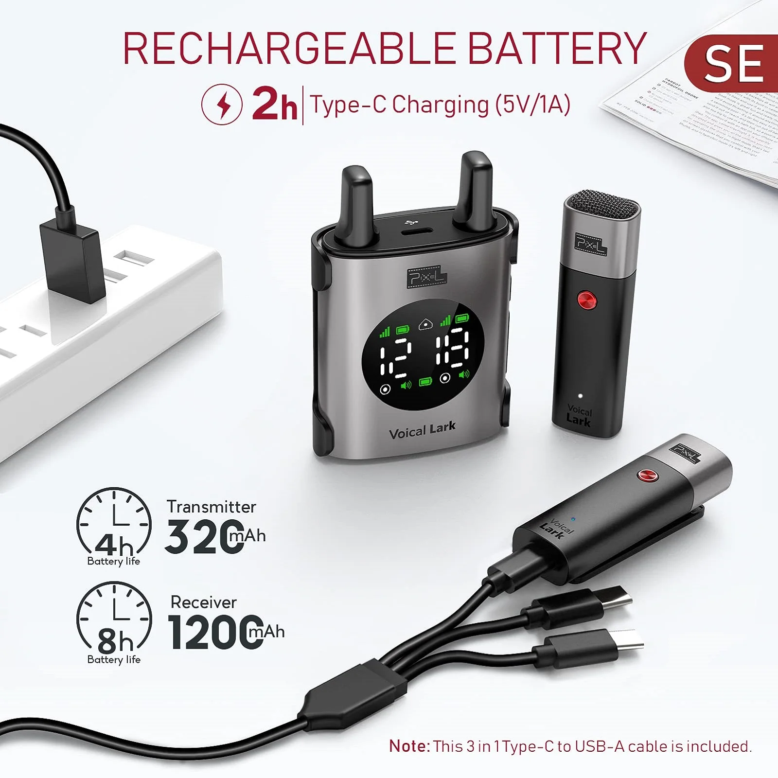 픽셀 보컬 Lark 무선 마이크 시스템 2.4GHz 인터뷰 Lavalier Lapel Mic 수신기 키트 1to1 1to2 for phone DSLR Tablet