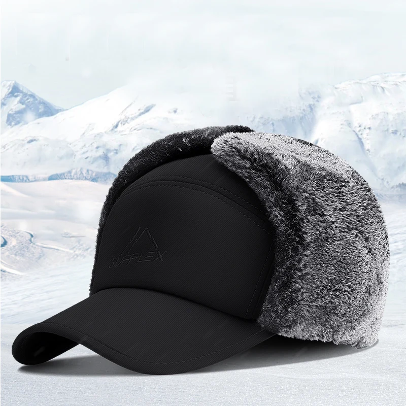Outdoor Warm Faux Fur Winter Hats for Men's Women Ear Flap Cap Ski Mask Snowproof Ski Hats Thermal Soft Hats Windproof Cold Caps