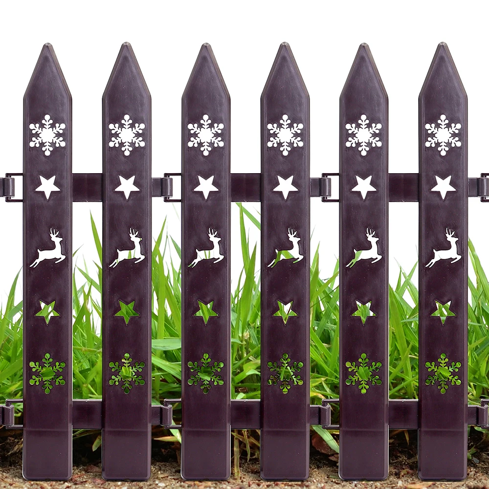 10pcs Christmas Decoration Tree Snowflake Plastic Fence Detachable for DIY Courtyard Kindergarten Flower Garden Home Scene Decor