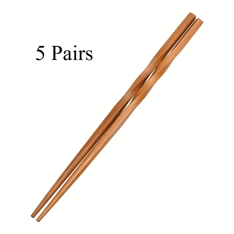 5 Pairs Natural Bamboo Chopsticks Set, Chinese Style Chopsticks, Household Pointed Chopsticks, Tableware, Kitchen Supplies