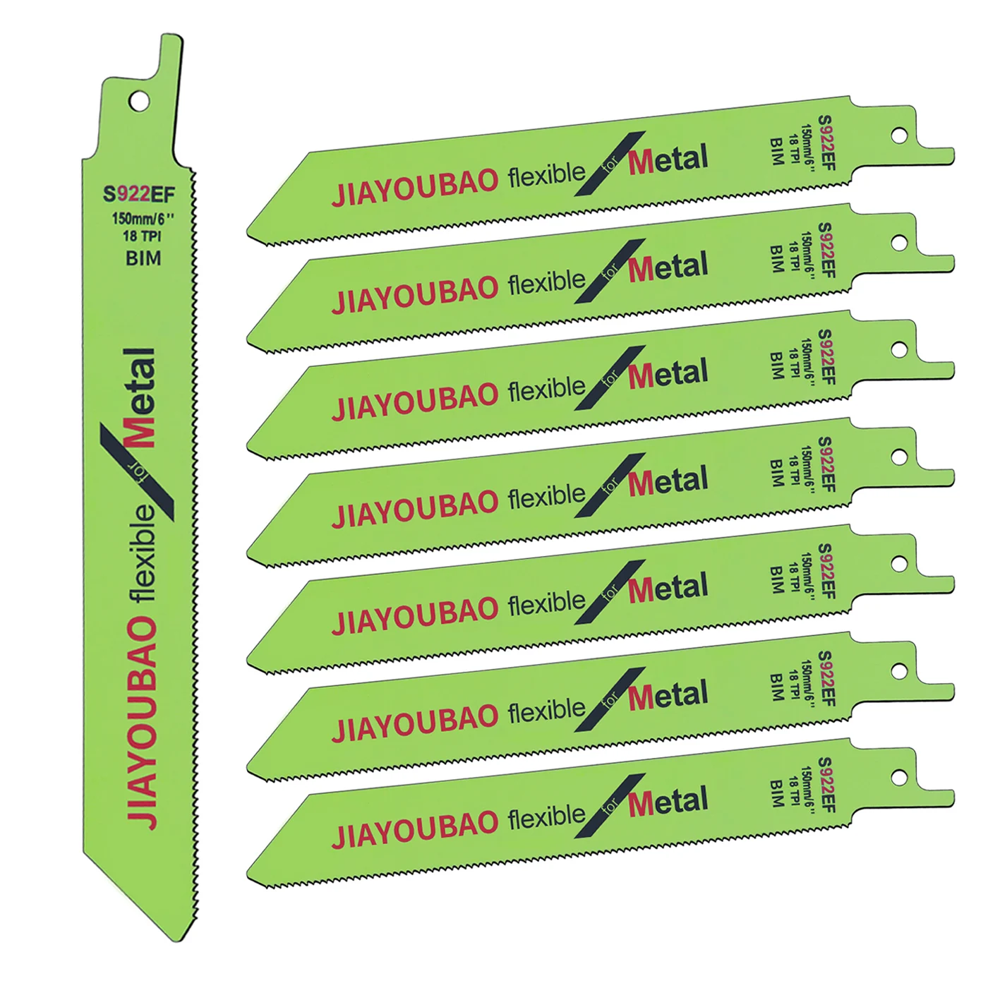 8 шт. 6-дюймових 18TPI гнучких різальних полотен для шабельних пилок для різання металу, для швидкого прямого різання металу, твердих труб, профілів