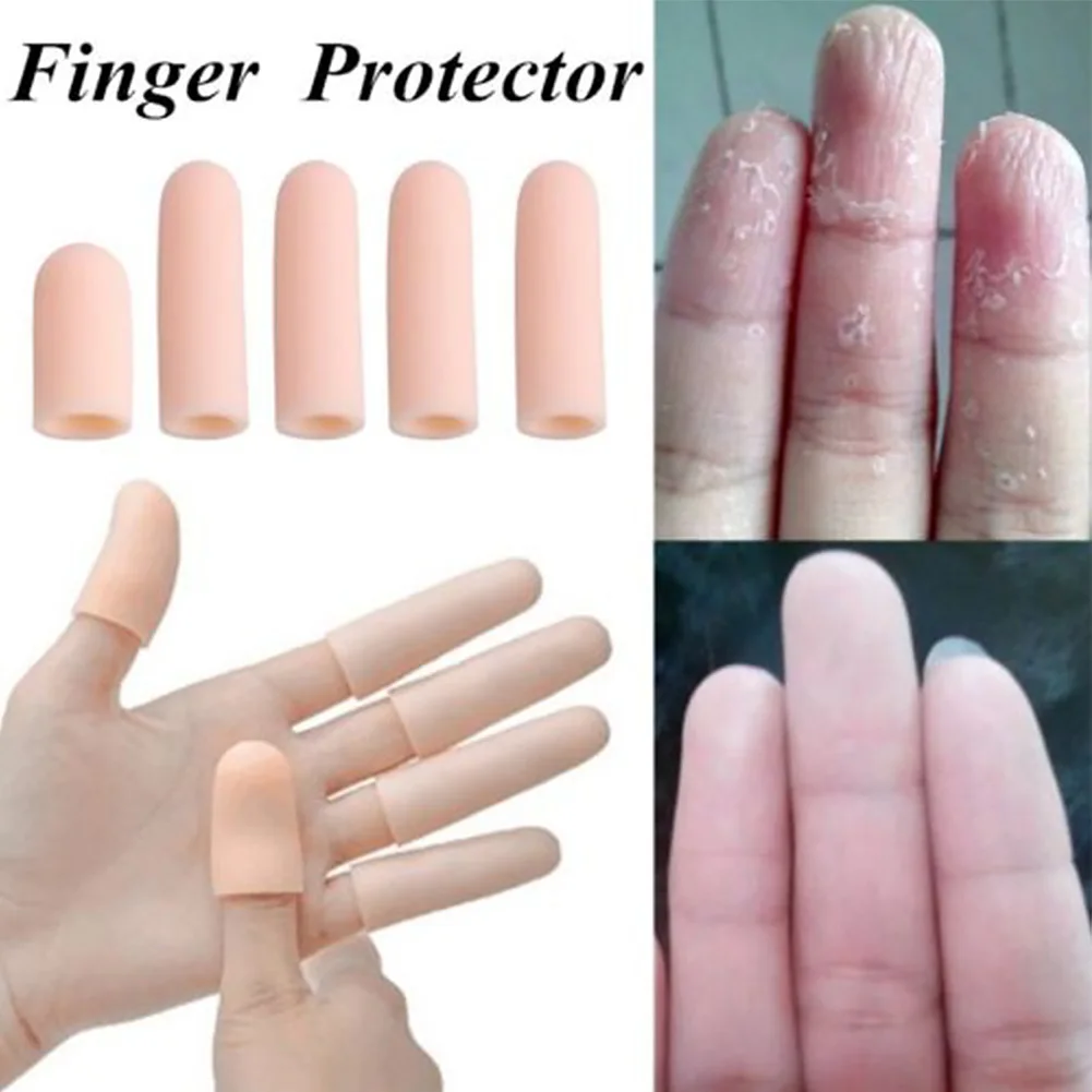Silicone Gel Fingers Cap Fingertip Protector Insulation Finger Guard Anti-skid Hand Care Toe Finger Care Tube Bandage 2 pcs finger protector finger guard