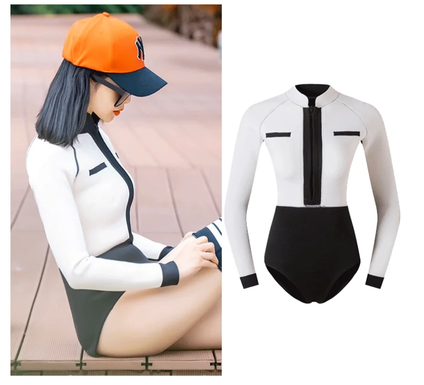 

New free diving wet suit sunscreen jellyfish suit long sleeve one piece swimsuit surfing swimming 2mm snorkeling hot spring show