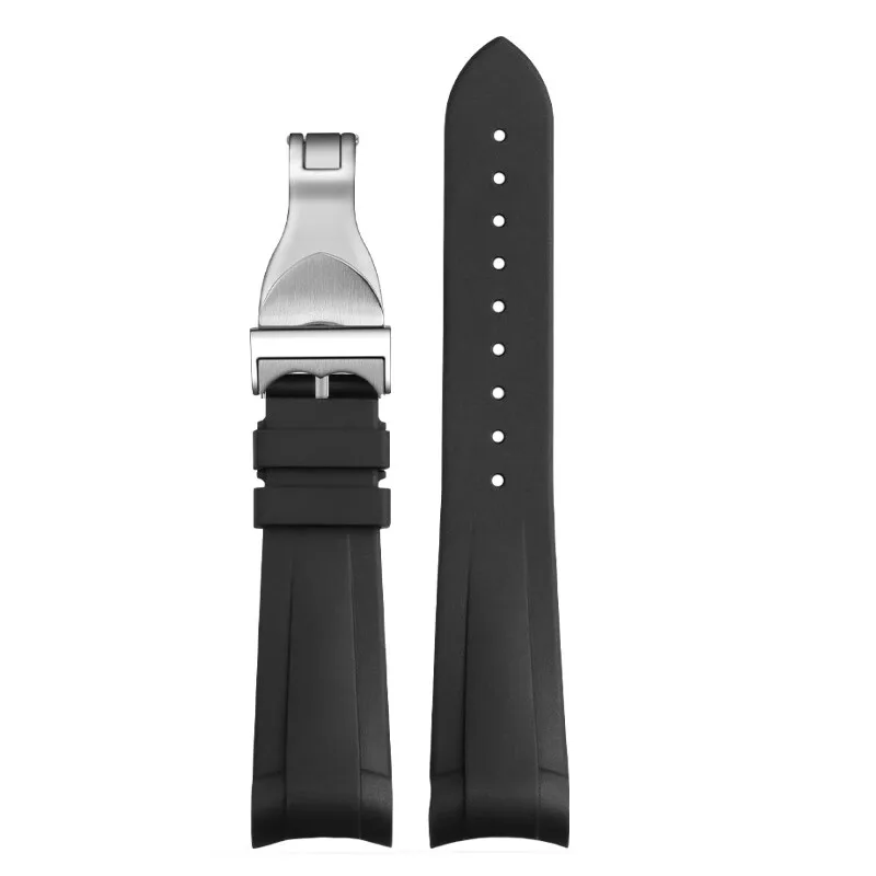 Premium 22mm Curved Silicone Watch Strap with Deployment Clasp | Dive Watch Accessories