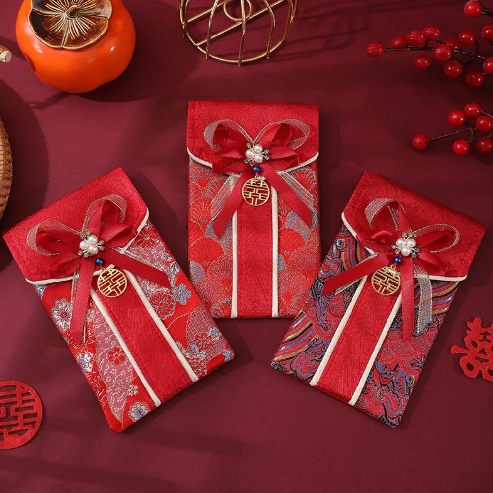 Embroidery Craftsmanship Chinese Style Red Envelope Ten Thousand Yuan Exquisite Baby Blessing Red Envelope with Tassel