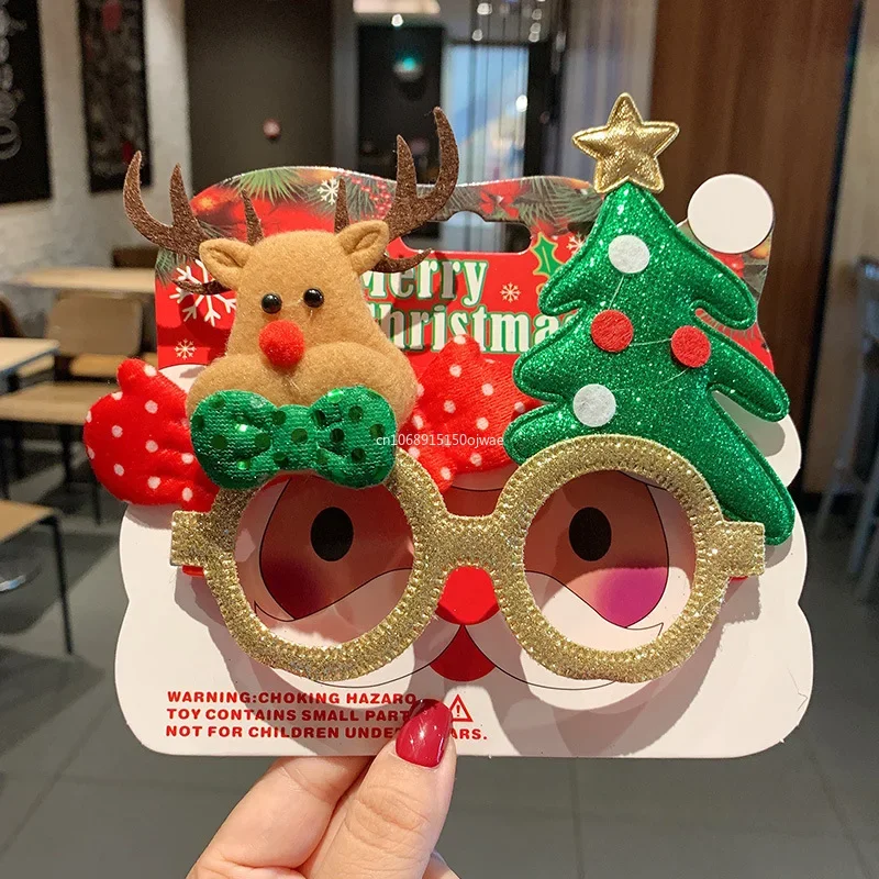 Christmas Party Glasses 1pcs Christmas Glasses Santa Claus Snowman Elk Xmas Tree Glasses DIY Photo Props Kids Gifts Happy New Year Party Decoration