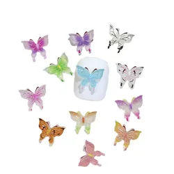 Butterfly Glitter Nail Charms - 3D Light Nail Jewelry and Art Decoration Set (50 Pieces) (Mix 50pcs)
