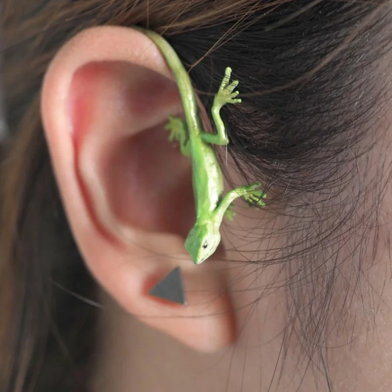 

Hyperbole Punk Lizard Ear Cuff Earrings Without Piercing For Women Creative Gecko Ear Clip Animal Earrings Hip Hop Jewelry