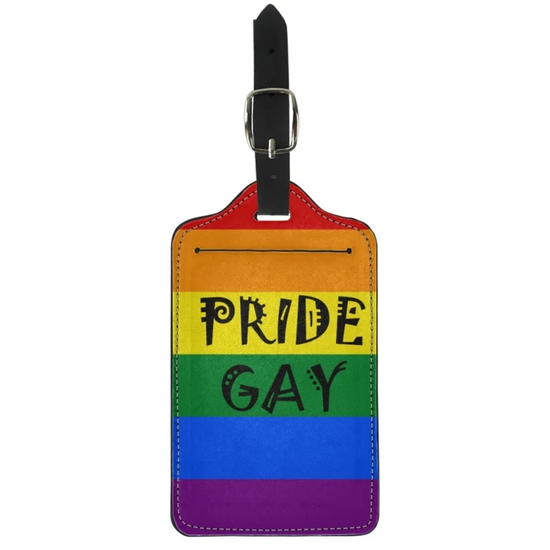 

Twoheartsgirl Letter Printed Suitcase PU Tags LGBT Pride Anti-lost Luggage Identifier Label Travel Accessories Baggage Name Tag