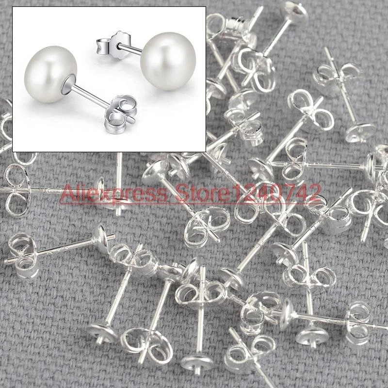 Hohe Qualität 100 Teile/los 925 Sterling Silber DIY Schmuck Erkenntnisse Ohr Pin Paare Ohrstecker Mit 925 RÜCKEN STOPPER