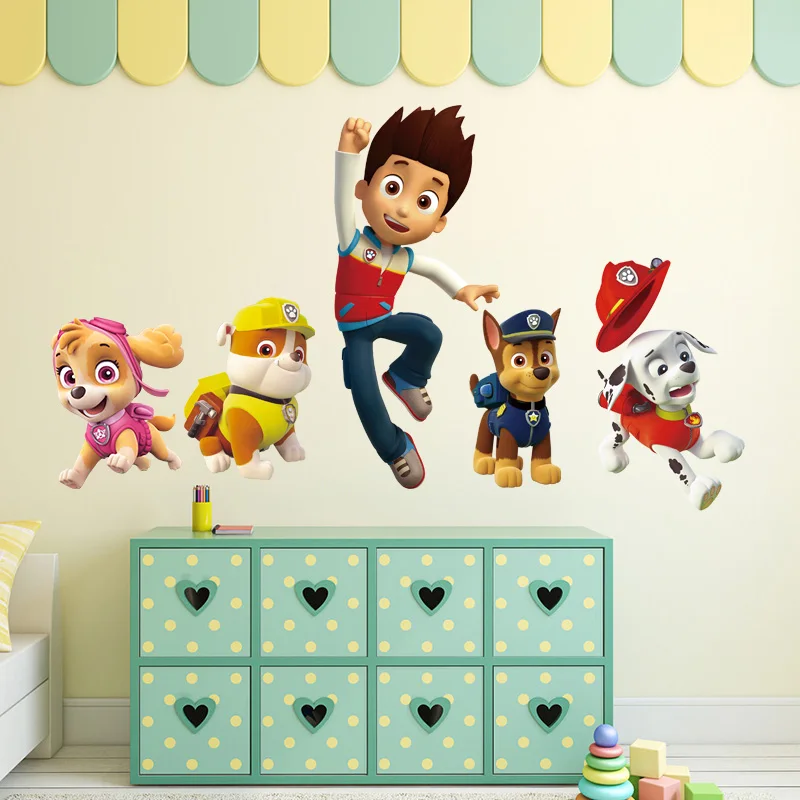 3D PAW Children Cartoon Wall Stickers Waterproof Home Decoration Patrols Kid's Room PVC DIY Vinyl Wallpaper Gifts