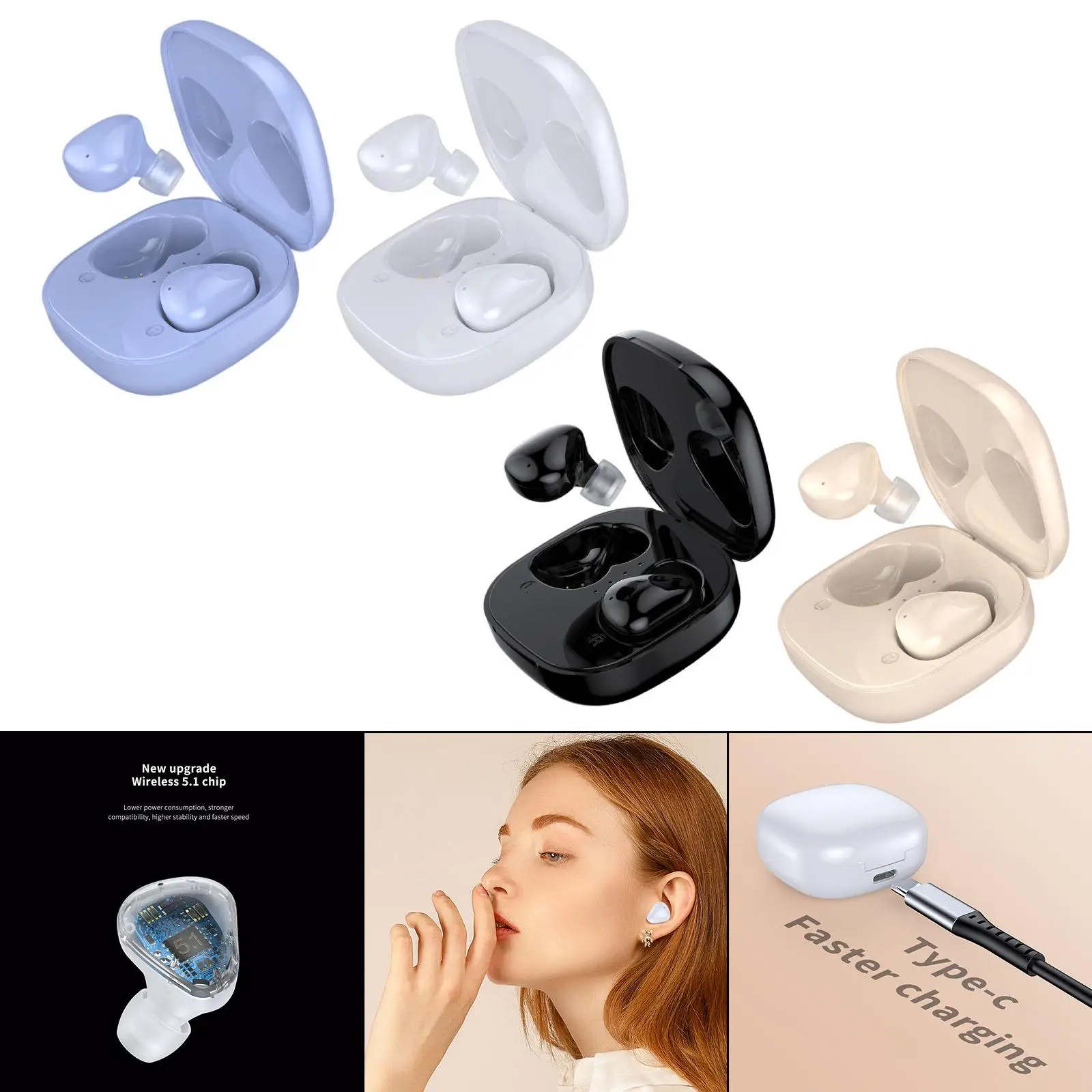5.1 Stereo Sound W/ Charging Case Portable Built-in Mic Earphone for Android Phone Music