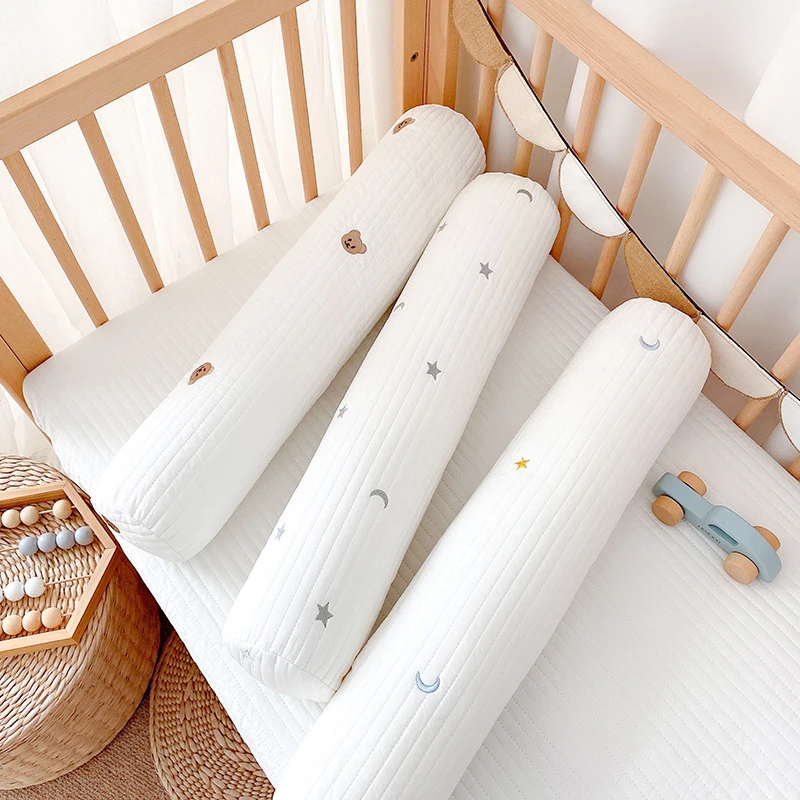 Baby Pillows Long Strip Embroidery Bear Baby Soothing Pillow Cylindrical Bed Surround Clip Leg