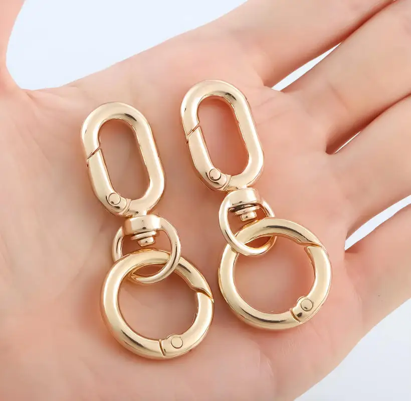 Double Opening Swivel Clasp Clips 2pcs Metal Swivel Spring Snap Hooks Key Chain Clip with Key Ring for DIY Keys