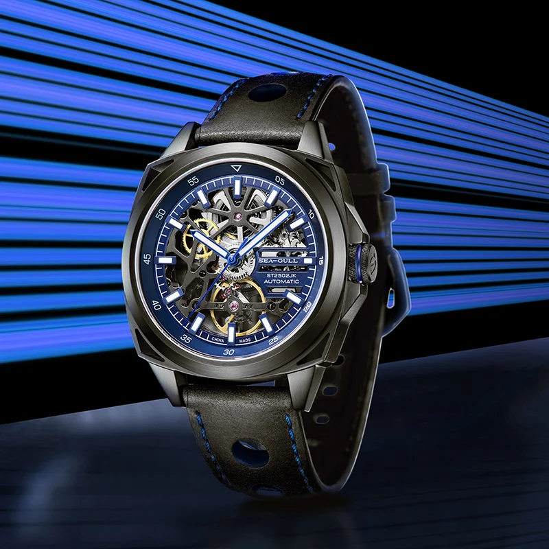 Orologi meccanici automatici da uomo Seagull ST2502K Movt Skeleton Dial 50M orologio sportivo impermeabile in vetro zaffiro per uomo 6139HK  1511