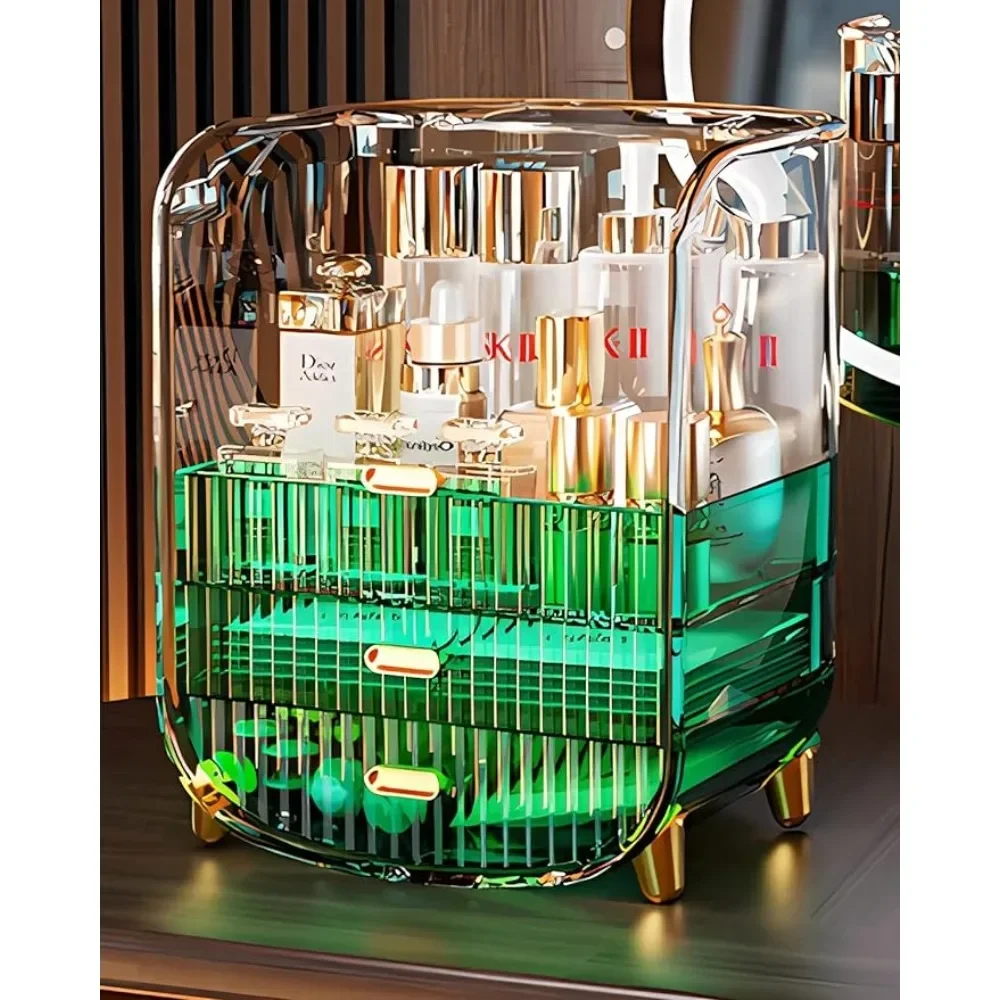 

Makeup Organizer, Large Capacity Cosmetics Makeup Organizer for Vanity, Dustproof Waterproof Cosmetics Display Case with Drawers
