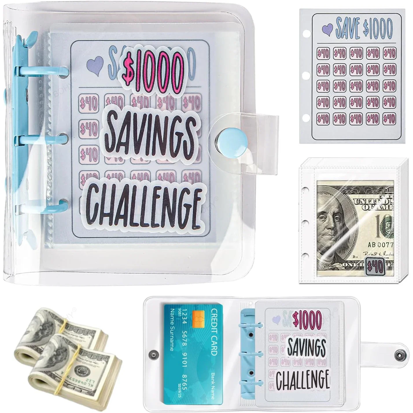 

Saving Challenge Budget Envelope Challenge Binder 1000 Money Book Money Saving Binder Frosted Cover Money Organizer Notebook