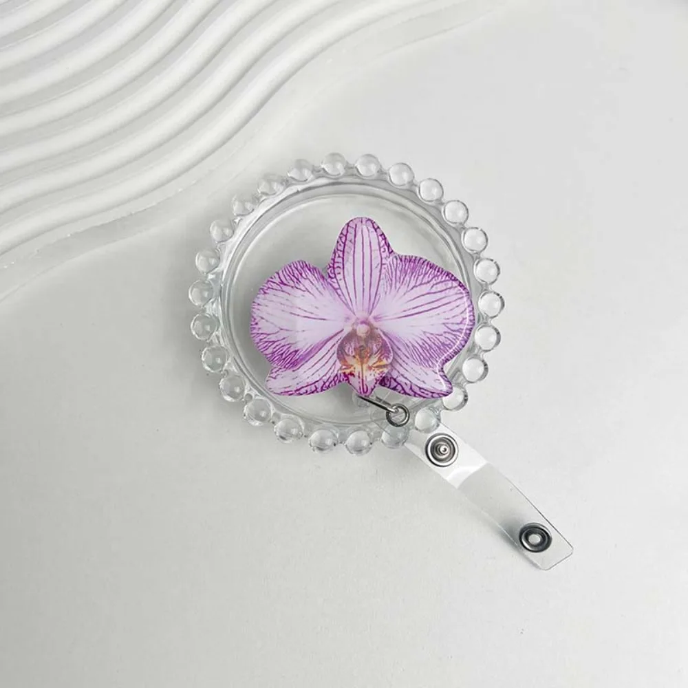 아크릴 수지 홀더 클립 난초 꽃 모양 내구성 있는 접이식 배지 홀더 접이식 디자..