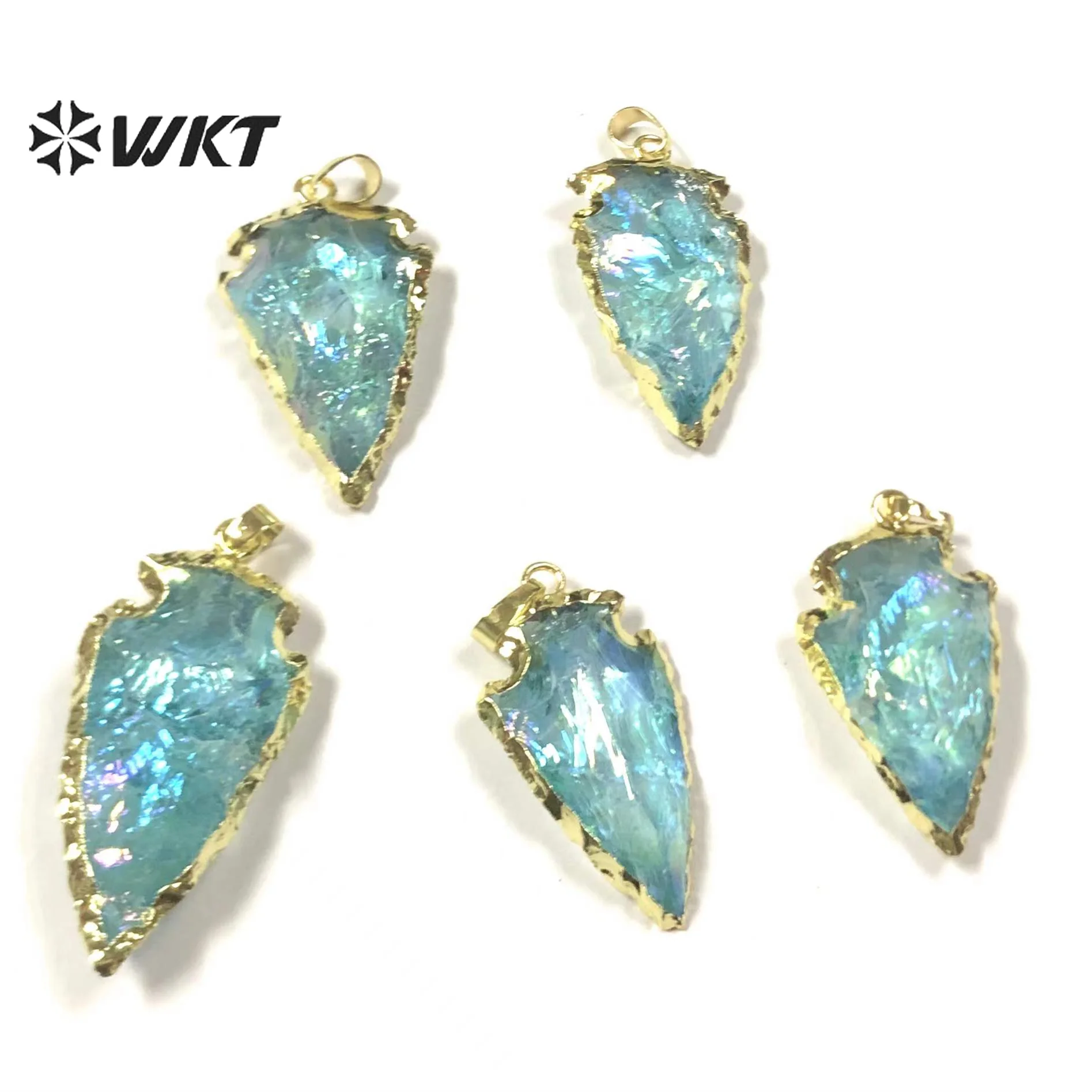 WT-P1776 WKT 2023 Trendy Style Simple Design Natural Aqua Raw Crystal Quartz Pendants Blue Jewelry Grand Wedding ACC 4