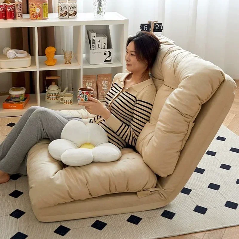 Back Balcony Large Chair Foldable Chair Lounge Sofa Living Room Single Recliner 2025 Foldable Lazy Sofa Bedroom Tatami Sets Bed