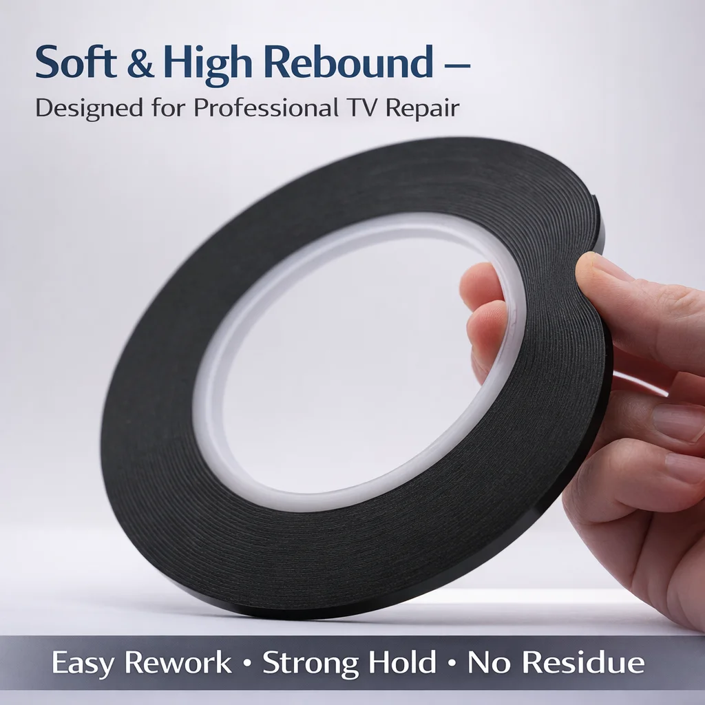 Premium Double-Sided Adhesive Foam Tape for Screen and LED Panel Repair - Black