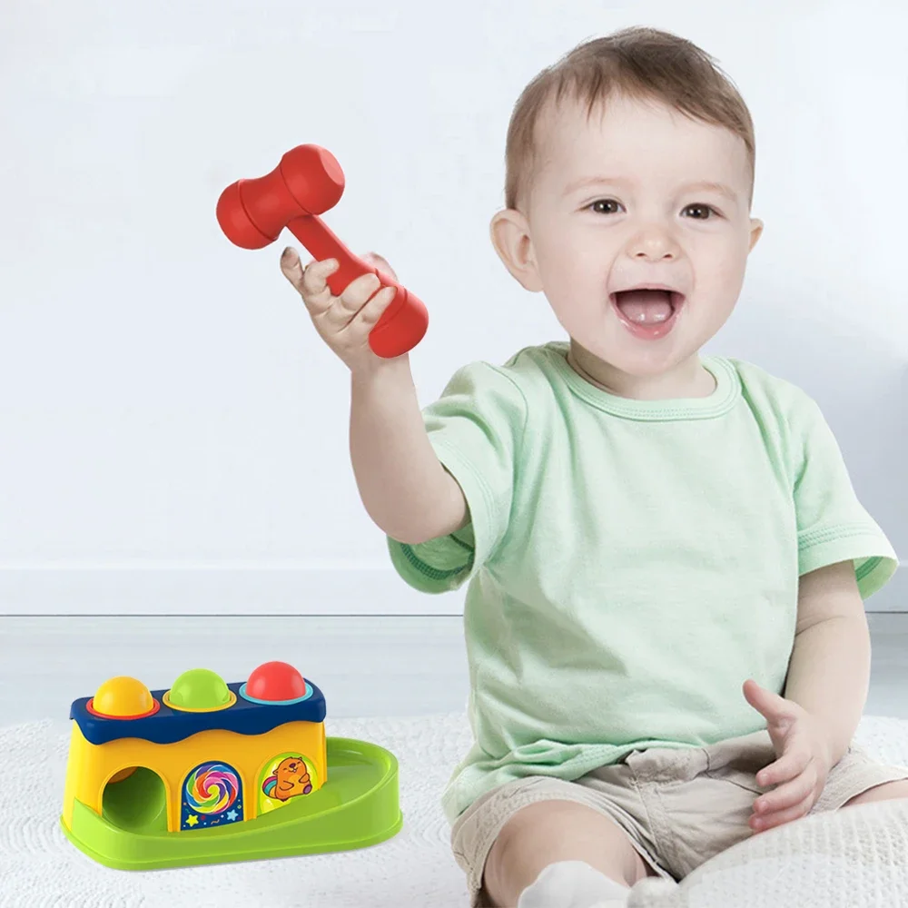 5Pcs/Set Knock Toys with Hammer, Track Rolling Ball Toy for Early Education,Hand-eye Coordination, Concentration Training Toy 6