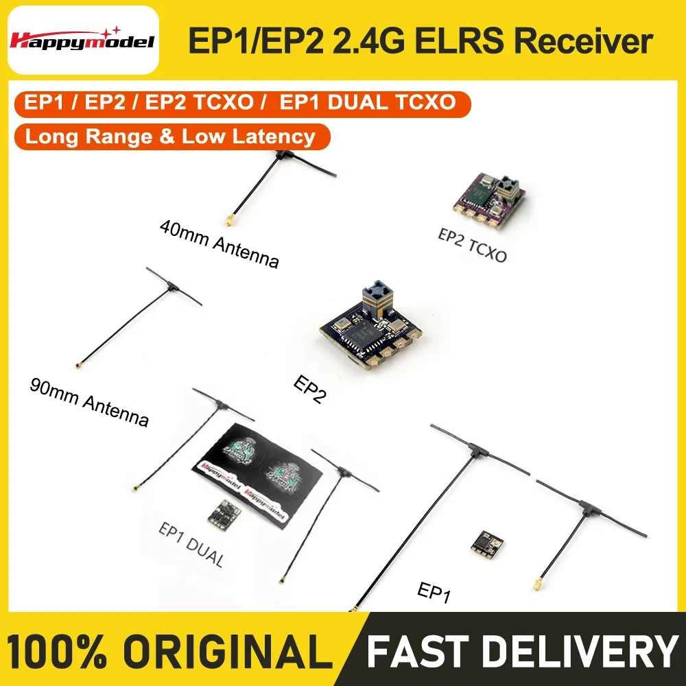HappyModel EP1 /EP2/EP2 TCXO EP1 DUAL TCXO 2.4G ExpressLRS ELRS Nano Long Range RX Module for ELRS TX RC Airplane FPV Drone