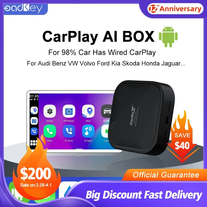 Carlinkit 3 CarPlay Ai Box Android 9.0 беспроводной aa авто для Audi Benz Bmw Mazda Toyota Netflix TV 4G LTE |