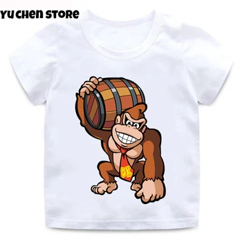 새로운 소년 소녀 만화 당나귀 콩 국가 인쇄 T 셔츠 키즈 슈퍼 스매시 브라더스 재미 있은 옷 아기 여름 흰색 티셔츠, 2022