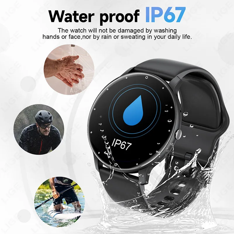 LIGE Smart Watch 2025 Bluetooth Call Smartwatch Fitness Tracker Heart Rate Monitor Sports Man Woman SmartWatches For Android IOS