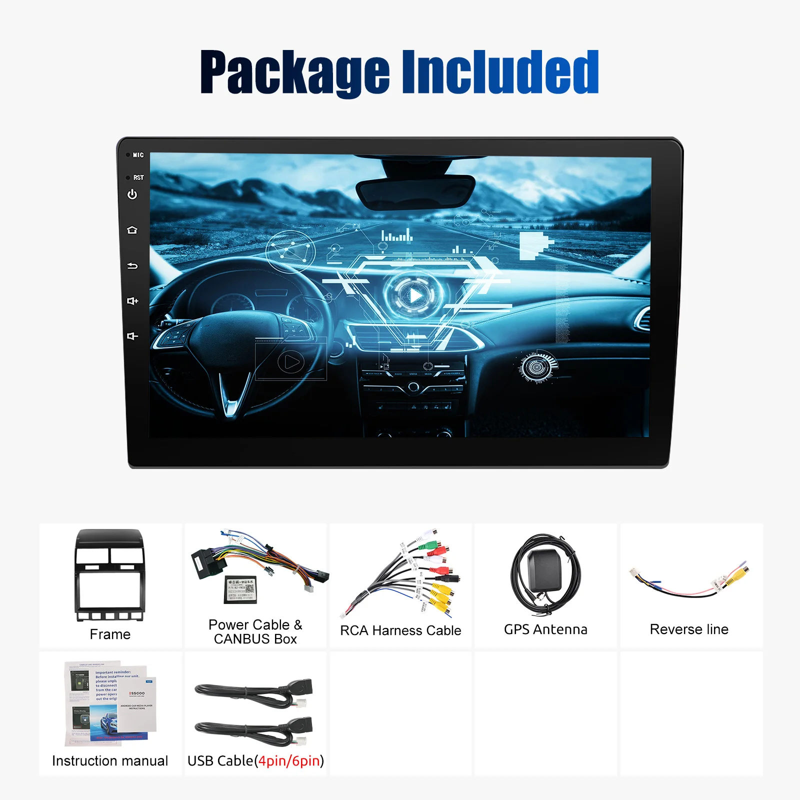 ESSGOO Autoradio Android15 9" 4+64G / 2+32G für VW Touareg 7L 2003-2010 Wireless CarPlay Android Auto GPS Navigation WiFi FM RDS Mirror Link USB Bluetooth Lenkradsteuerung CANBUS Touchscreen – Detail 22