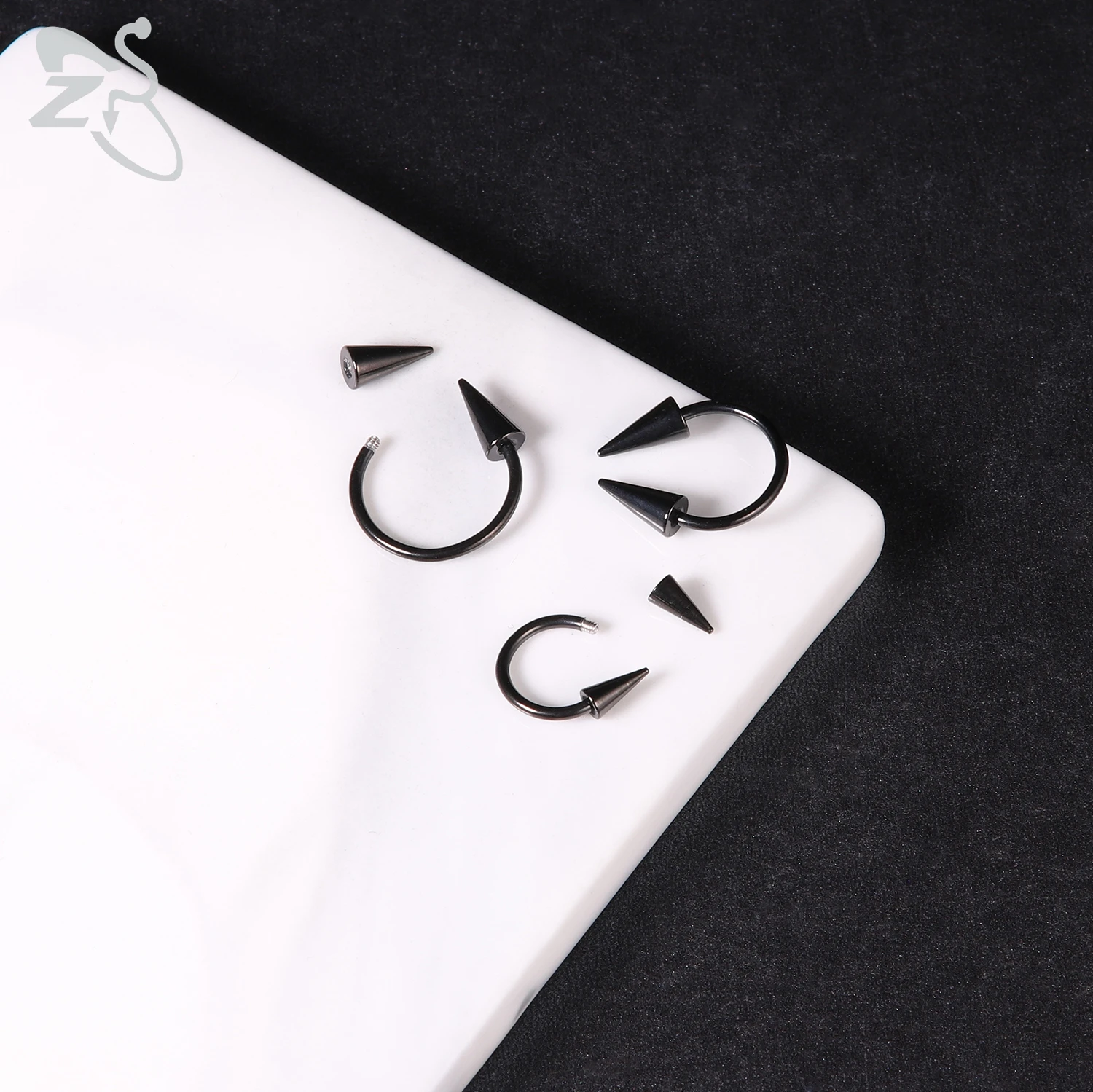ZS 1 PC Punk Asymmetric Spike Stainless Steel Nose Ring 8/10