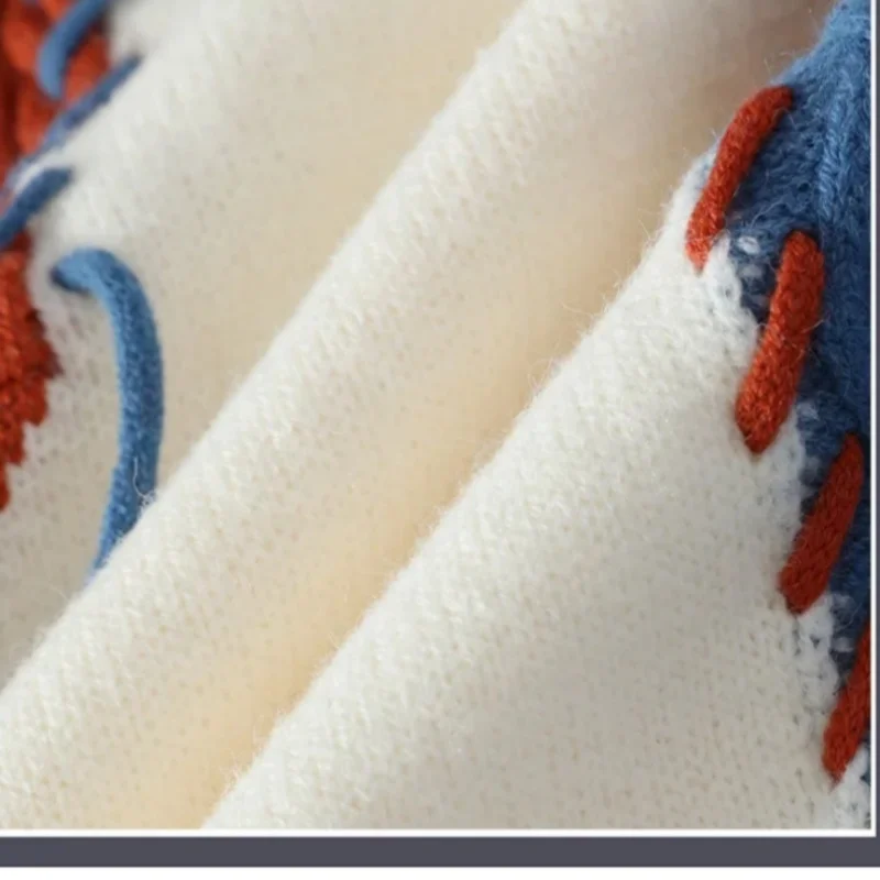 2024 New Male Patchwork Sweater Trend High Street Fashion Autumn and Winter Warm Mens Hip-hop Street Clothing Men pullover shirt 6