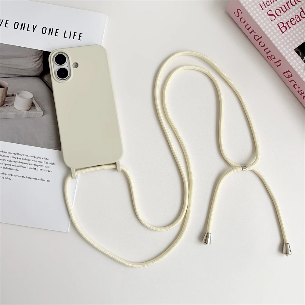 Crossbody Liquid Silicone Phone Case with Lanyard in Matte Candy Color