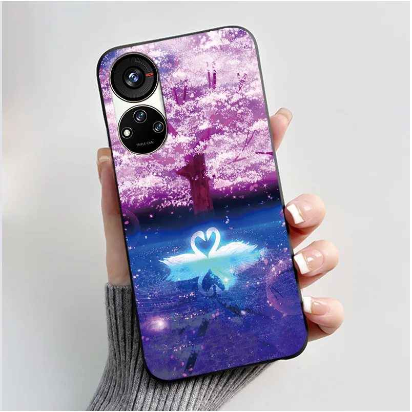 Cute Cartoon Soft Silicone Protective Phone Case - Black