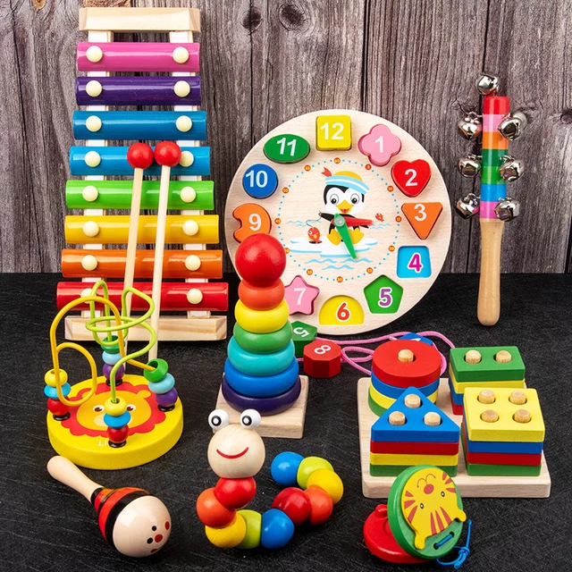 Jouets éducatifs Montessori en bois pour bébés, Puzzle, jeux de société,  apprentissage préscolaire, pour enfants de