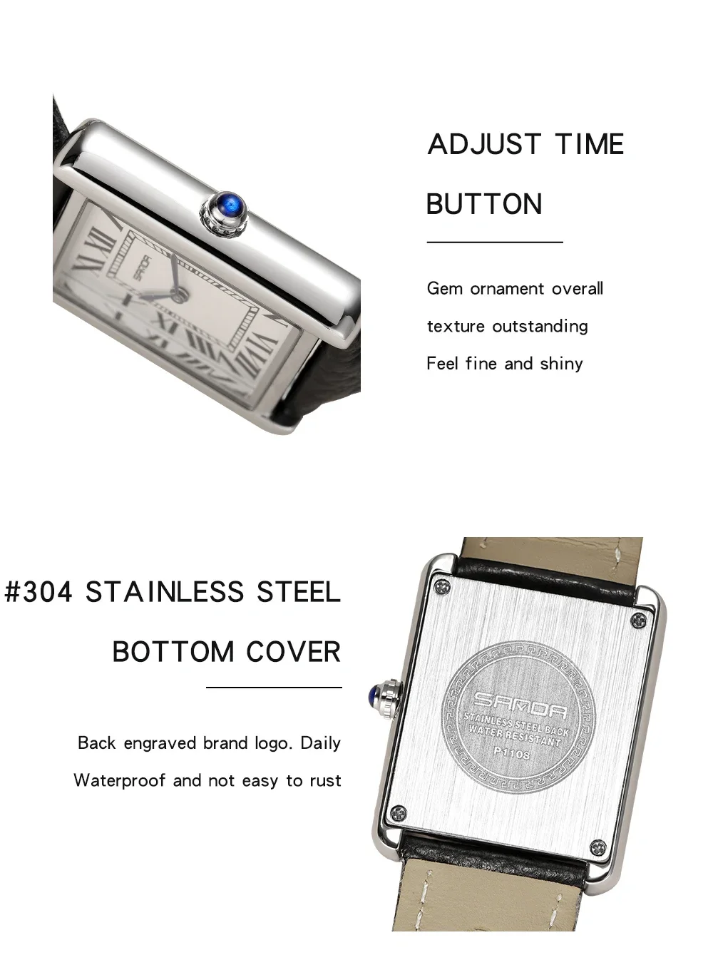 Sanda 1108 New Roman Scale Couple Quartz Watch Belt Fashionable Trend Waterproof Simple Creative Quartz Men's and Women's Watch 6