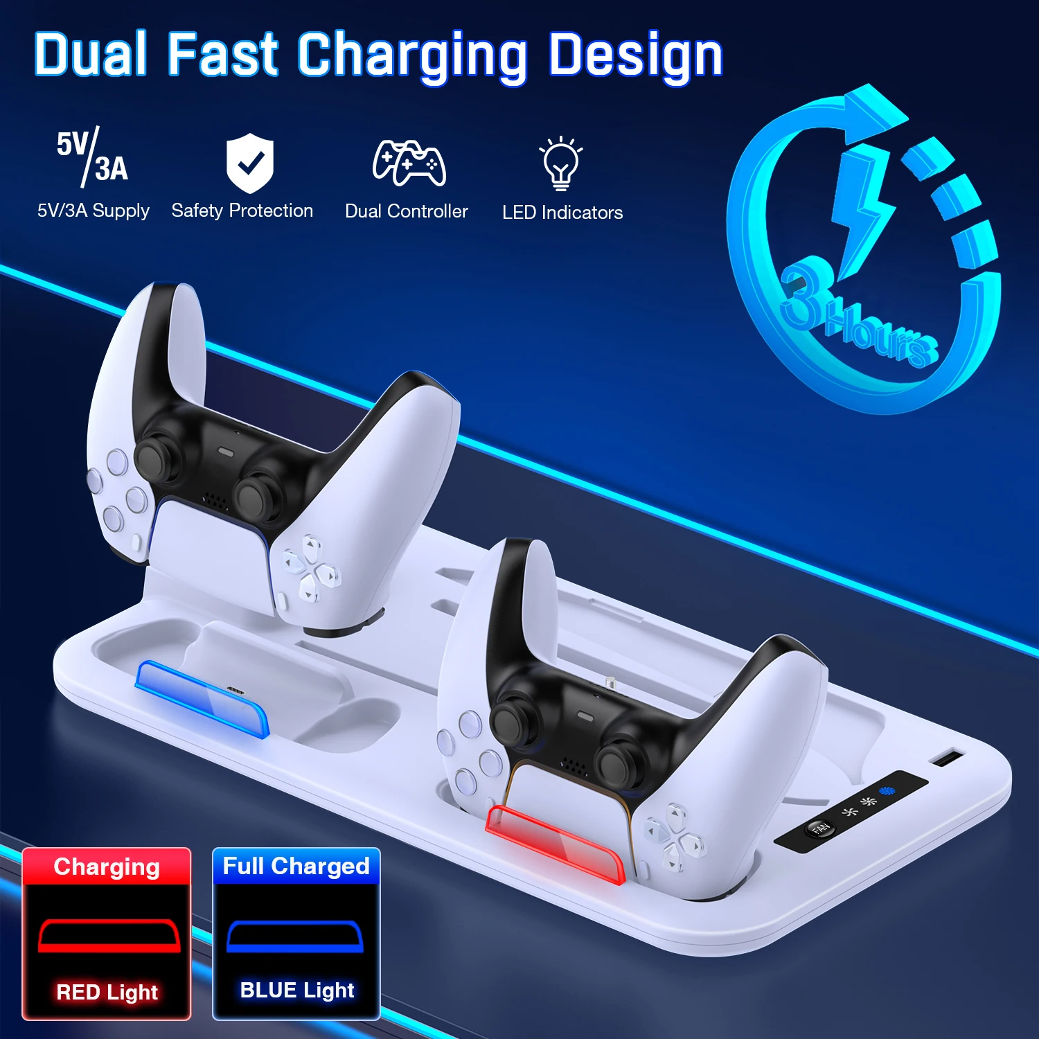 DinoFire محطة تبريد عمودية سريعة الشحن لأقراص PS5...