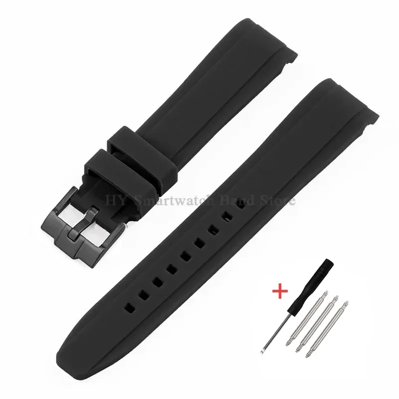 Waterproof Rubber Sport Watch Strap with Curved Design and Metal Pin Clasp