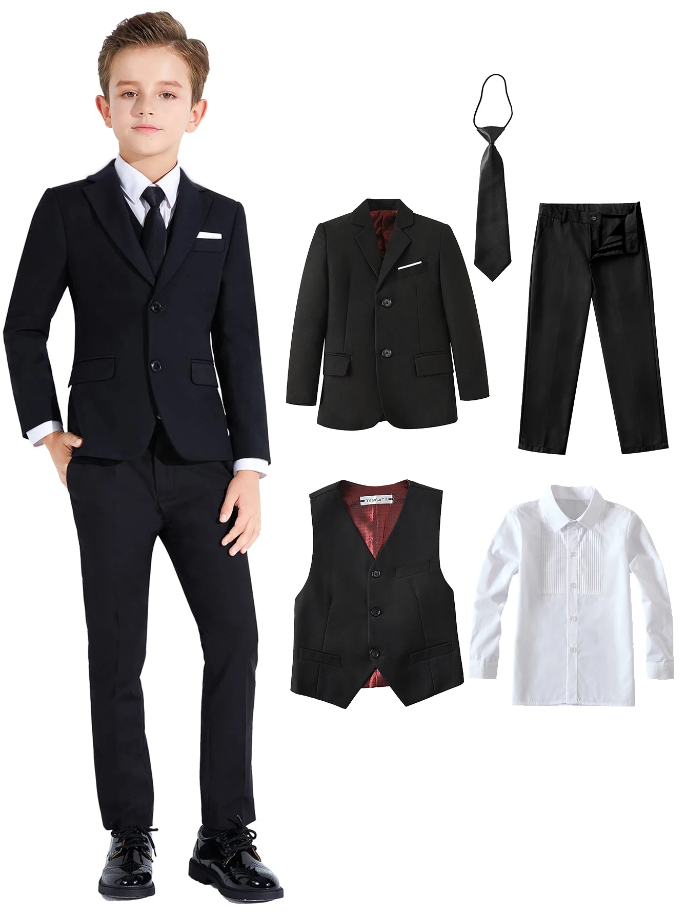 Chlapci obleků pestrý formální obleků 5 kusu štíhlý vhodný dresswear oblek sada