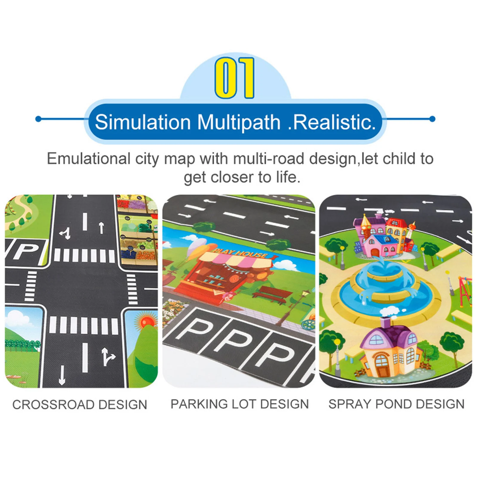 Children Pretend Play Mats Road Traffic City Life Pretend Play Toy for Playroom & Kid Bedroom - 6