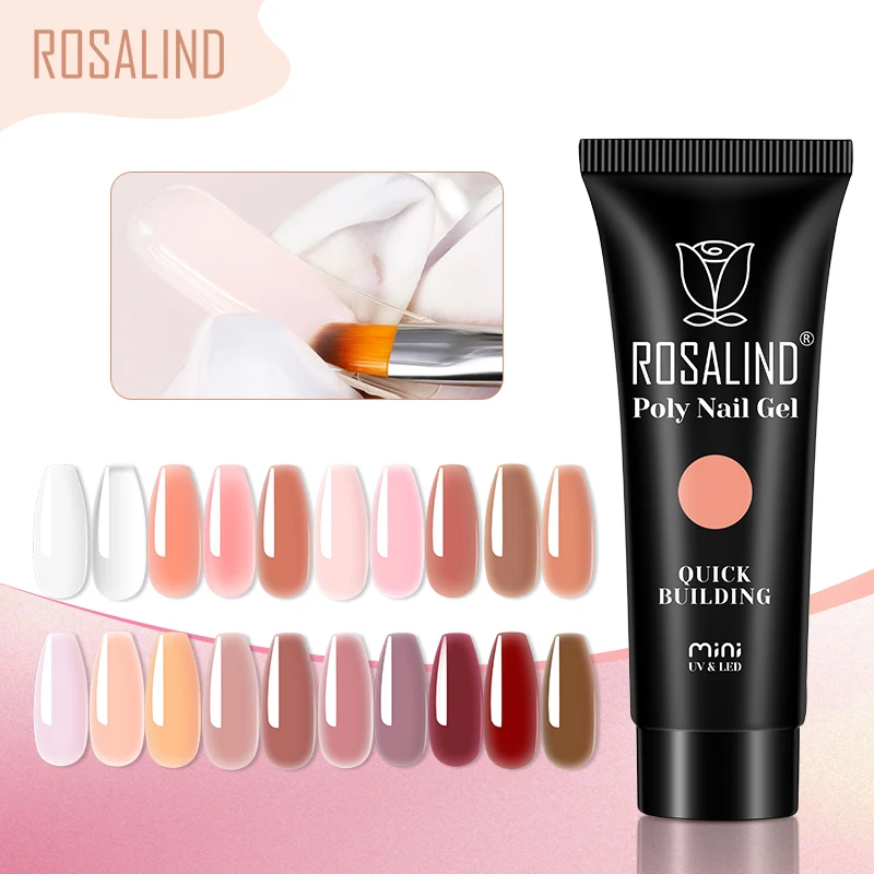 

ROSALIND Clear Pink Poly Nail Gel Extension Semipermanent UV Led Acrylic Nail Form Tips Hybrid Varnish Top Coat 30/60ml Manicure