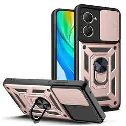 Durable Armor Case with Lens Protection and Magnetic Ring Holder for VIVO Y18e (Rose Gold)