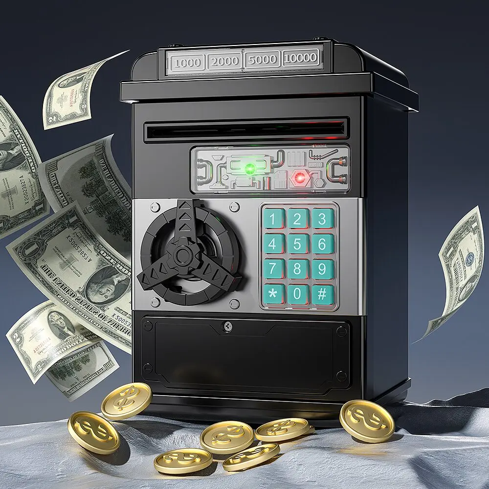 Large Electronic Money Coin Banks with Password Protection, Automatic Paper Money Scroll Saving Box, Great Gift for Kids Age 3+ 2