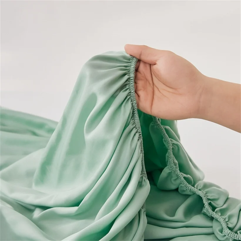Luxurious Mulberry Silk Fitted Bed Sheet with Elastic Bands Premium Smooth Mattress Cover Non Slip Machine Washable 140/160x200 6